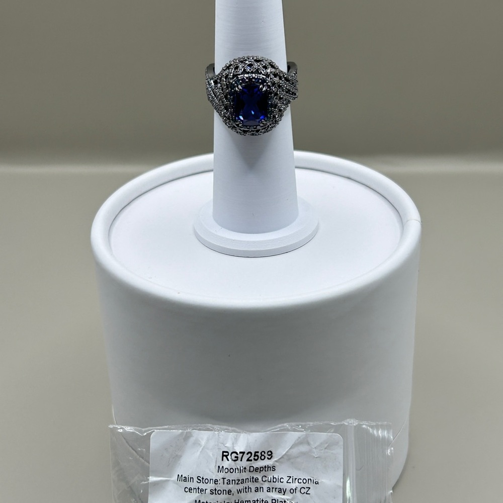 Moonlit Depths Tanzanite and Cubic Zirconia Ring
